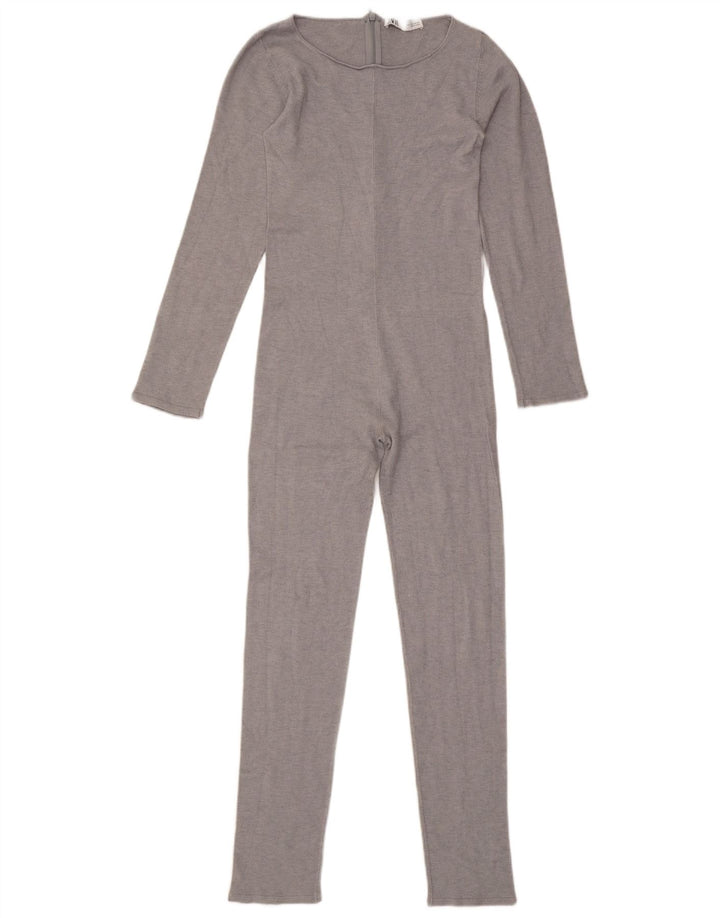 ZARA Womens Long Sleeve Jumpsuit UK 14 Large  Grey Viscose