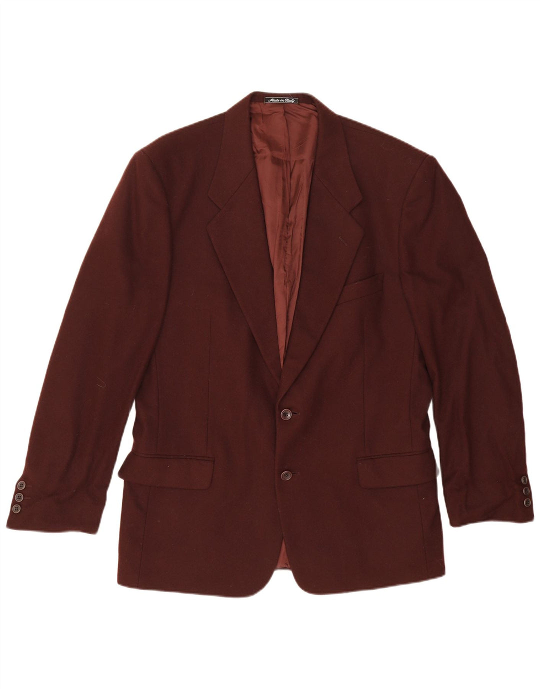 Facis Herren Longline 2-Knopf-Blazerjacke IT 52 XL Burgunderrote Schurwolle