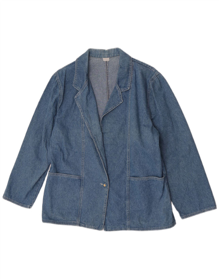 Jaqueta blazer jeans feminina vintage com 1 botão Reino Unido 16 grande azul