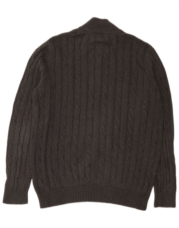 J. Crew Mens Zip Neck Jumper Sweater Large Grey Cotton