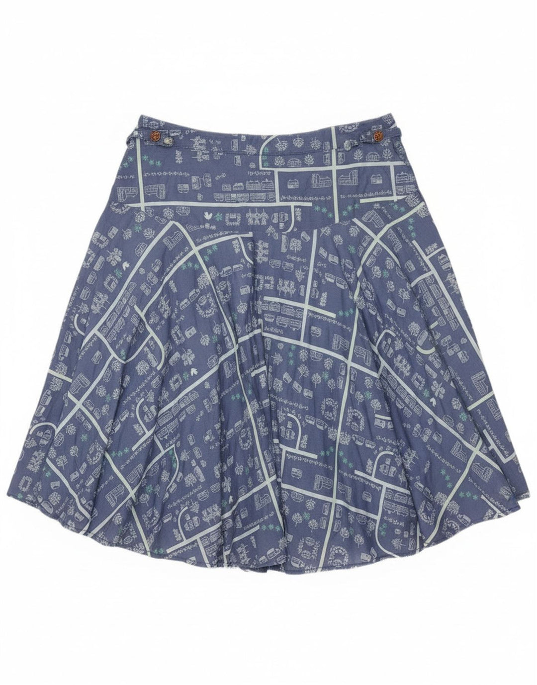 White Stuff Damen grafischer A-Linien-Rock UK 12 Medium W30 Blaue Baumwolle