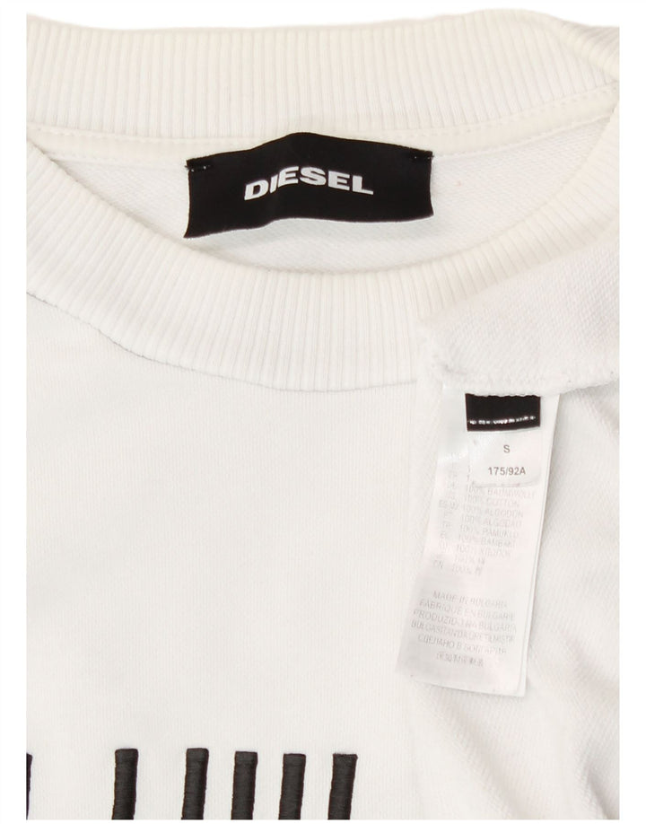 Diesel Mens Graphic Sweatshirt Jumper Small White Cotton