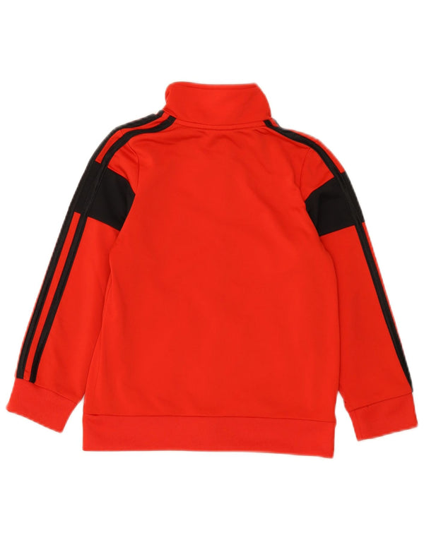 Adidas Boys Tracksuit Top Jacket 4-5 Years Red Colourblock Polyester
