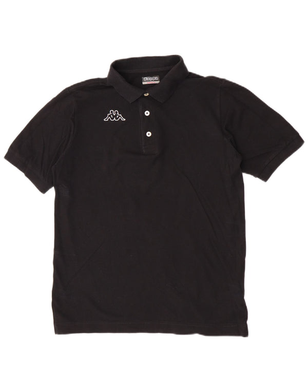 Polo grafica da uomo Kappa piccola in cotone nero