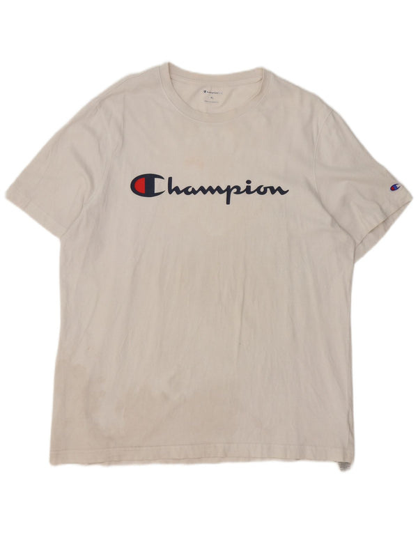 Champion Mens Graphic T-Shirt Top XL White Cotton