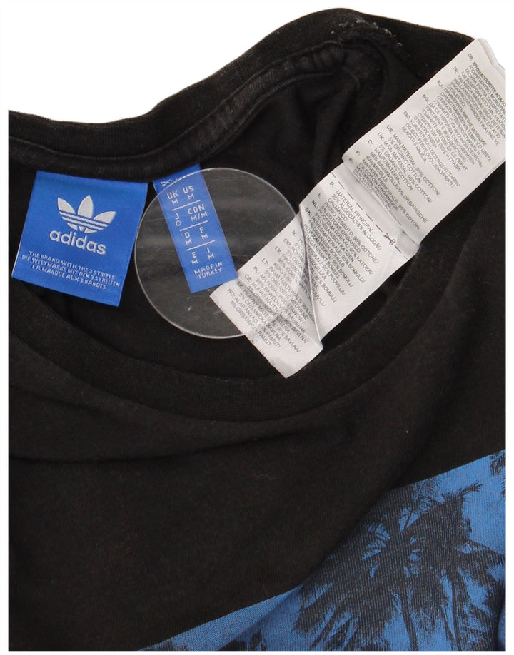 ADIDAS Mens Graphic T-Shirt Top Medium Black Cotton