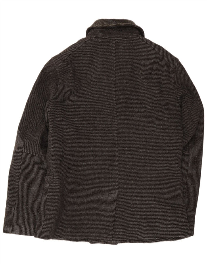 Superdry Mens Pea Coat UK 40 Large Grey Wool