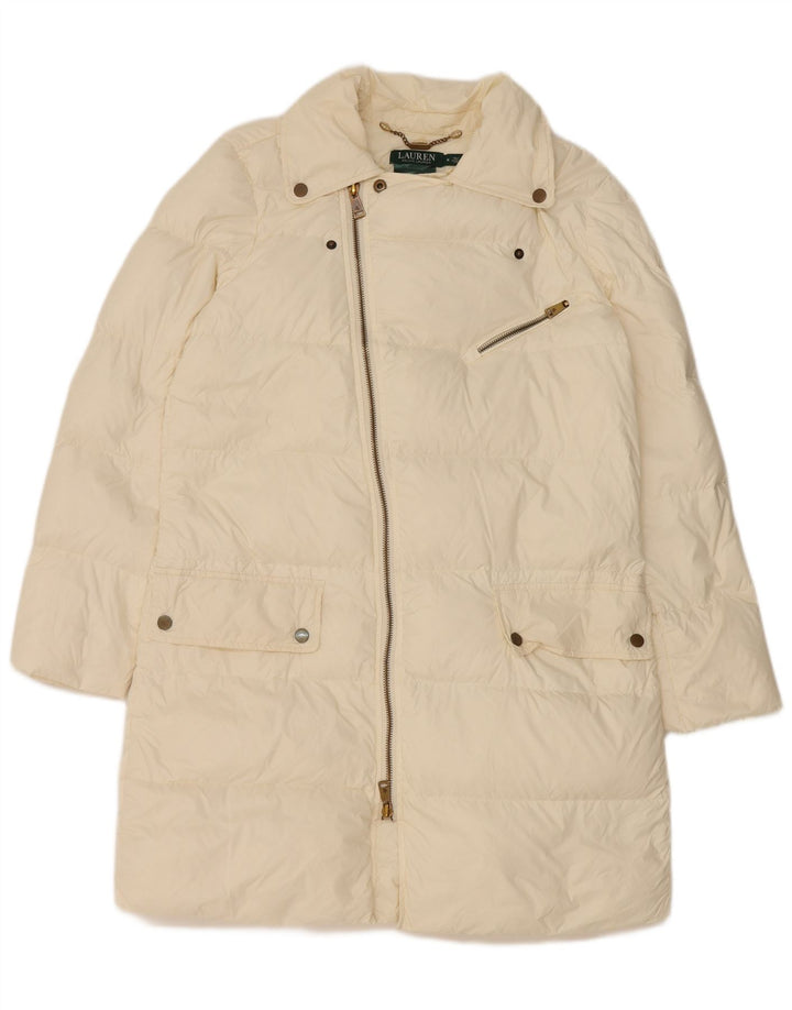 Ralph Lauren Womens Padded Coat UK 14 Medium Off White Nylon