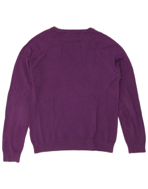 Zara Damen-Pullover mit V-Ausschnitt, UK 18, XL, Lila, Baumwolle