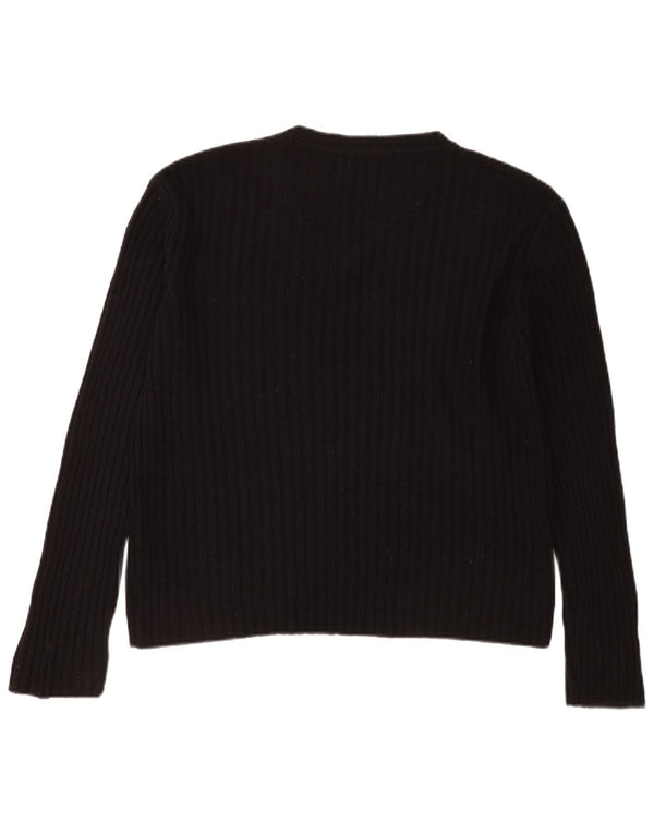Zara Mens V-Neck Jumper Sweater Large Black Acrylic