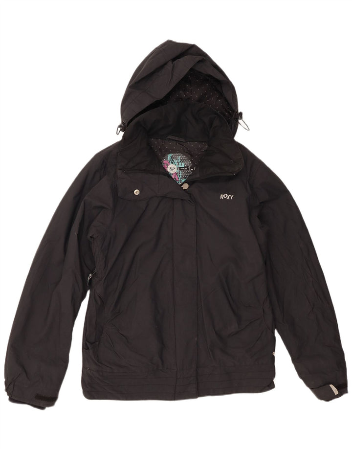 Giacca a vento con cappuccio grafica da donna Roxy UK 14 media nera in poliammide