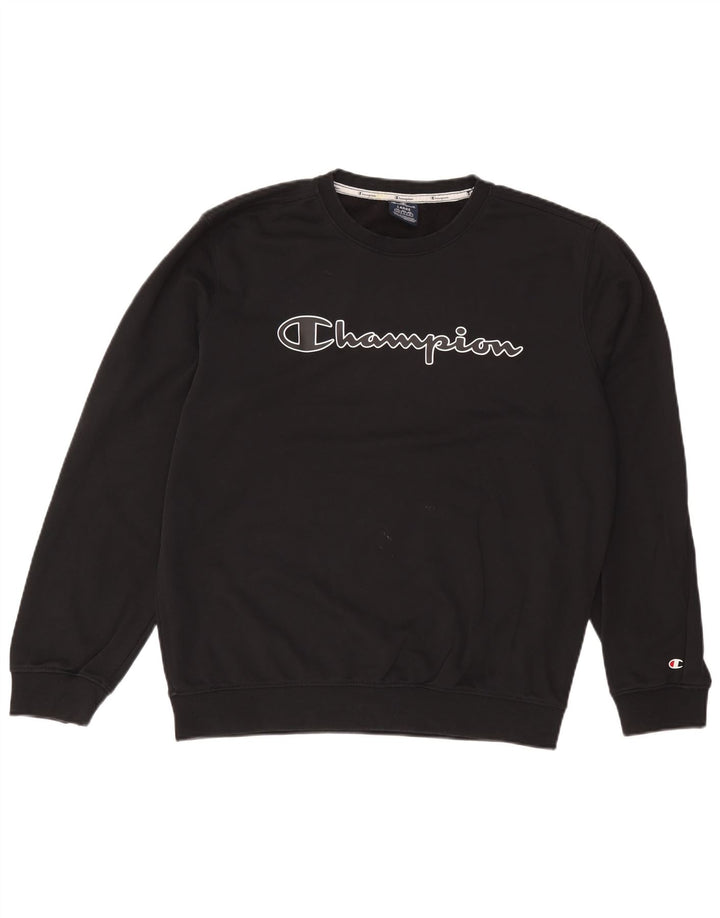 Champion Herre Grafisk Sweatshirt Jumper Large Sort