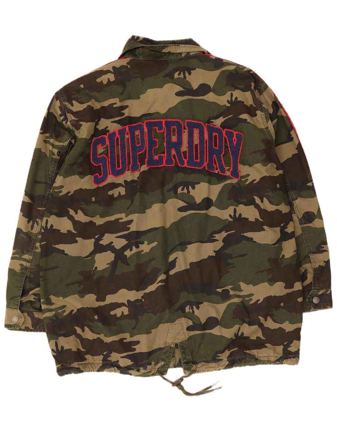 Superdry Womens Graphic Military Jacket UK 12 Medium Khaki Camouflage