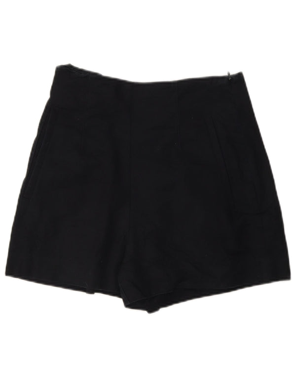 Zara Mujer Shorts Casuales De Talle Alto XS W24 Negro Algodón