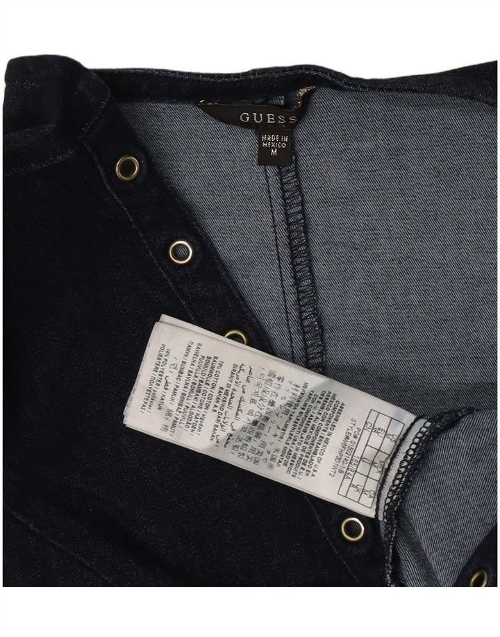 Guess Womens Denim Crop Top UK 12 Medium Navy Blue Cotton