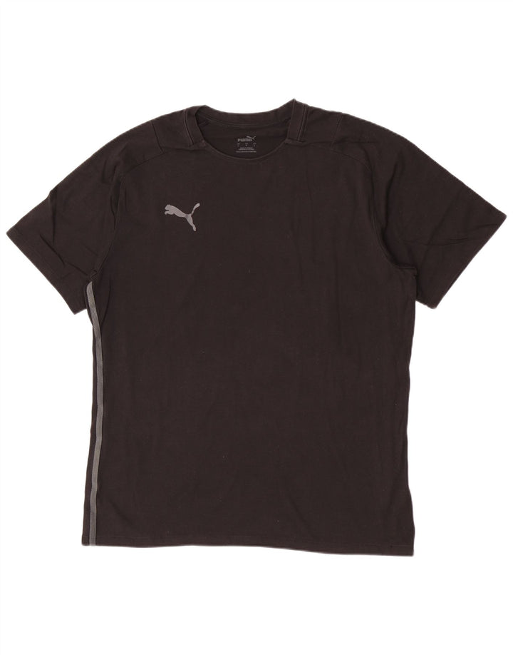 Puma Mens Short Sleeve Regular T-Shirt Top Large Black Cotton