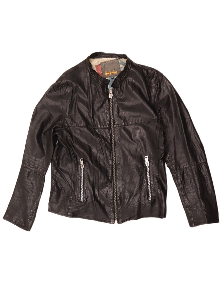 Imperial Womens Biker Leather Jacket IT 48 XL Black