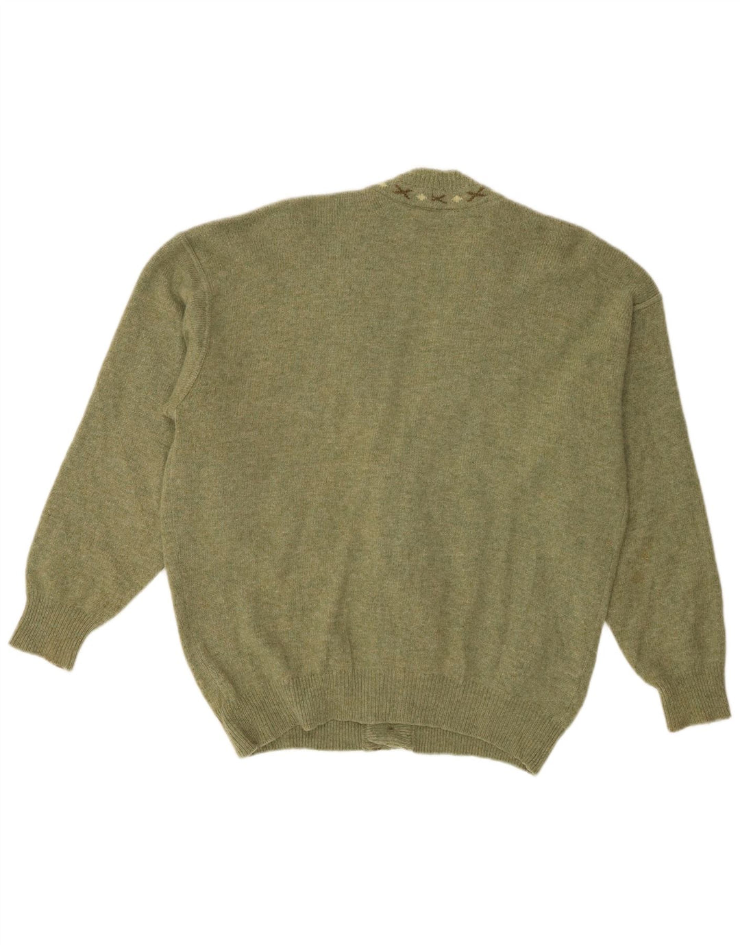Baroni Mens Cardigan Sweater IT 48 Medium Green Argyle/Diamond
