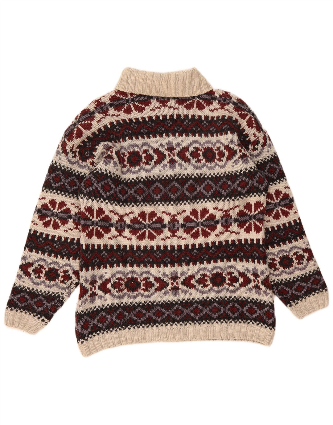 Vintage Herren-Pullover mit Rollkragen, mittelgroß, mehrfarbig, Fair-Isle-Wolle