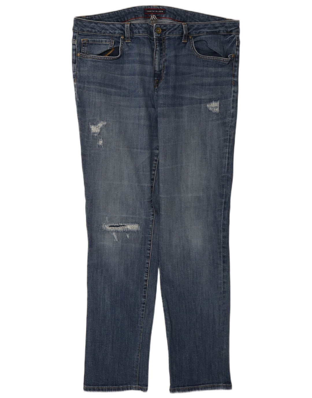 Tommy Hilfiger Womens Distressed Slim Jeans W36 L31 Blue Cotton