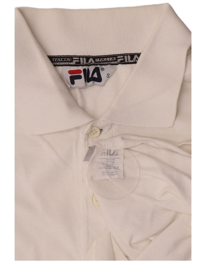 Fila Mens Long Sleeve Polo Shirt Small White Cotton