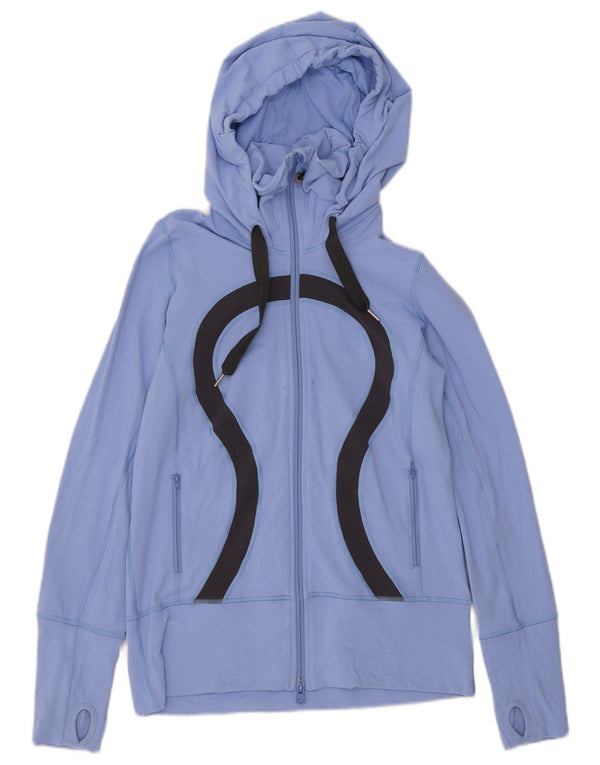 Lululemon Dame Grafisk Hættetrøje Sweater med lynlås US 8 Medium Blue Nylon