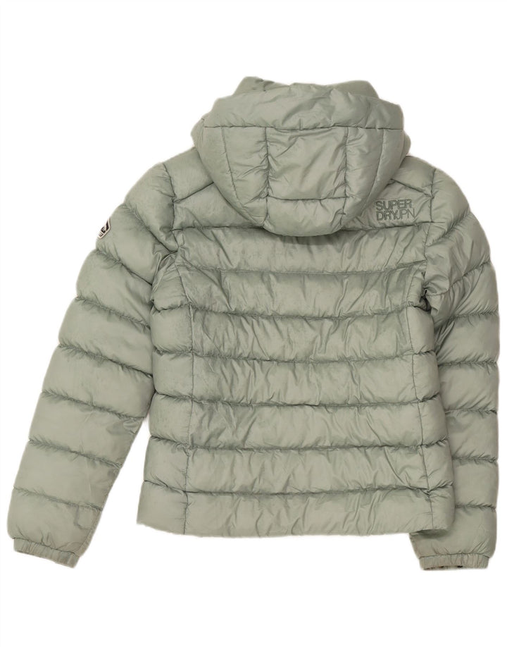 Superdry Womens Hooded Padded Jacket UK 12 Medium Green Polyester