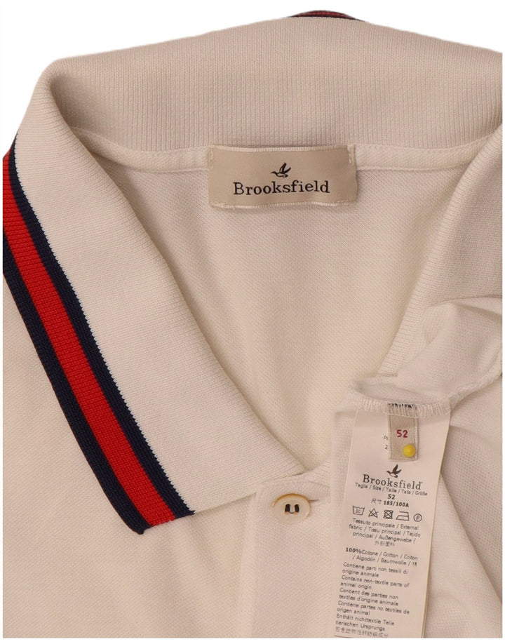 Brooksfield Mens Polo Shirt IT 52 Large White Cotton