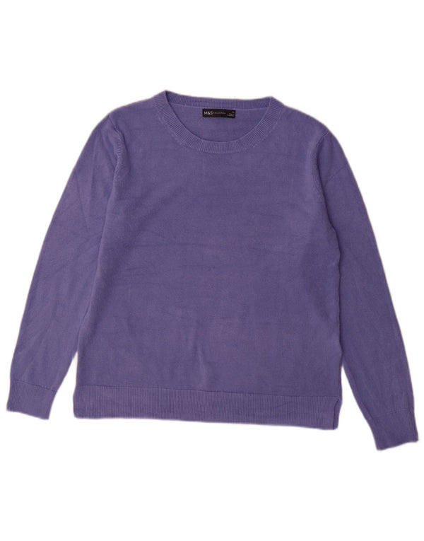 Marks & Spencer Womens Boat Neck Jumper Sweater UK 14 Large Purple Acrylic