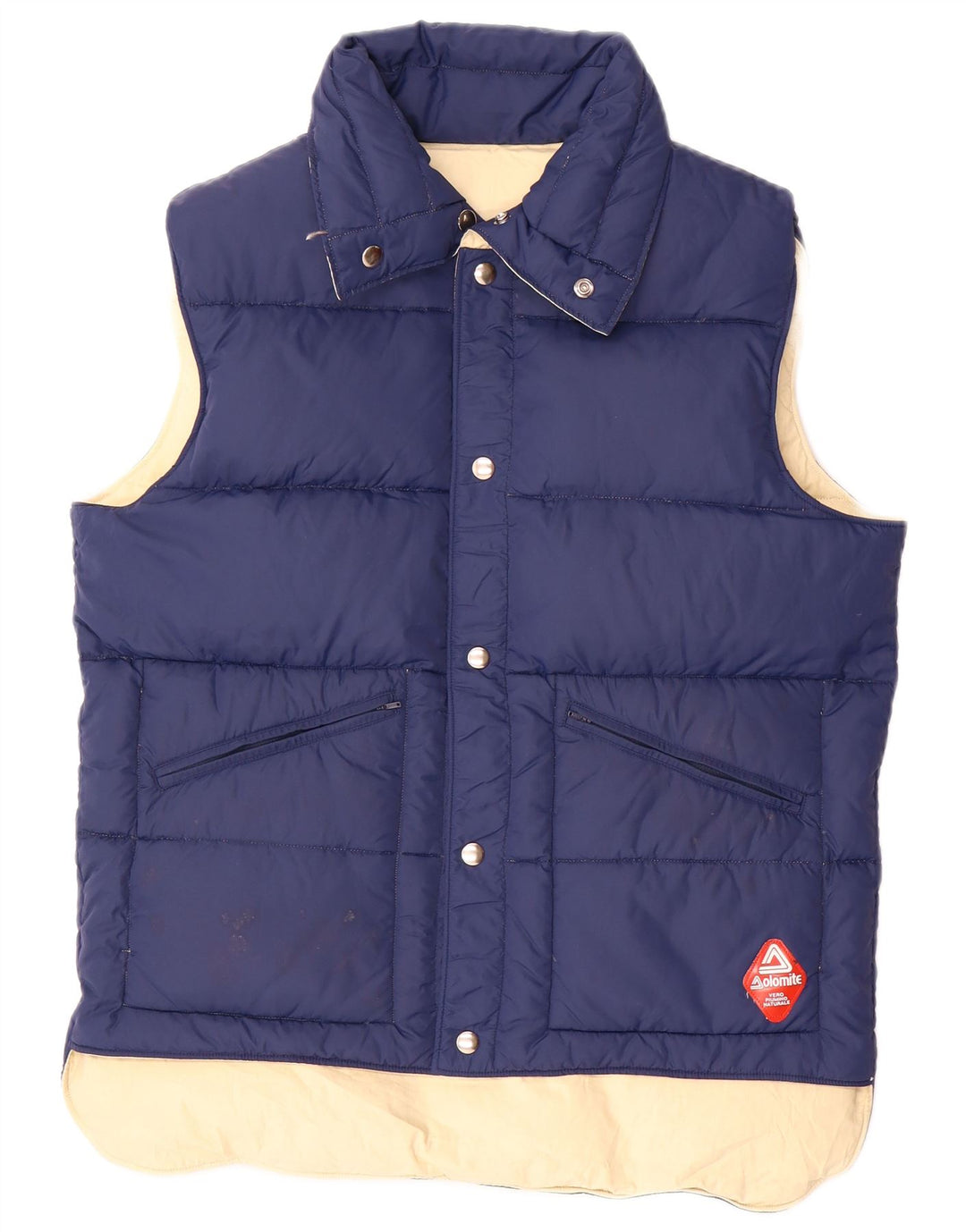 Dolomite Mens Reversible Padded Gilet UK 38 Medium Navy Blue Cotton