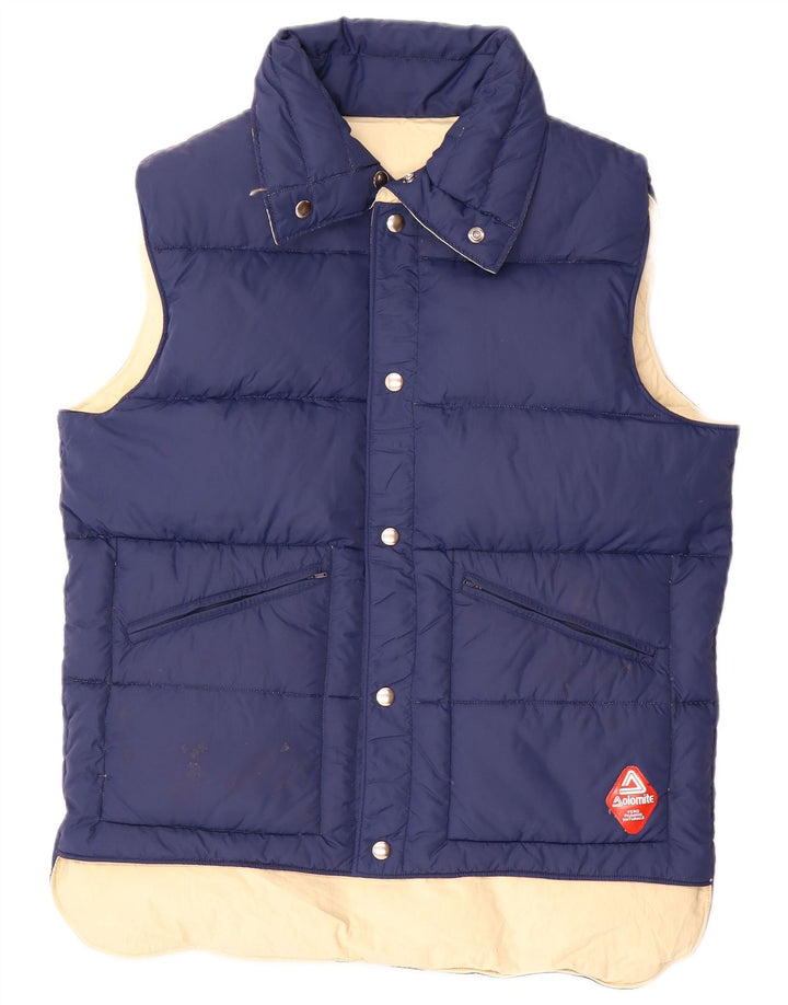 Dolomite Mens Reversible Padded Gilet UK 38 Medium Navy Blue Cotton