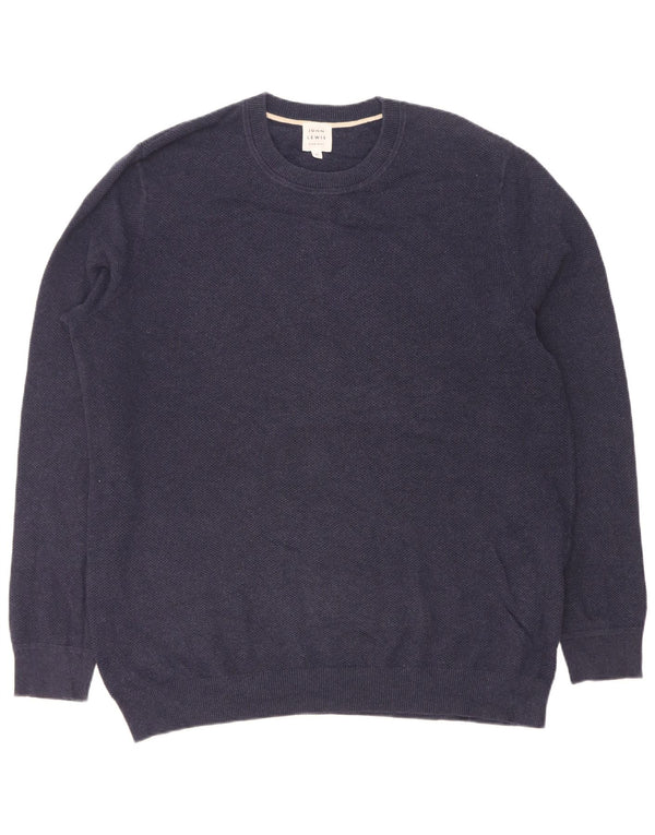John Lewis Mens Crew Neck Jumper Sweater Medium Navy Blue Cotton