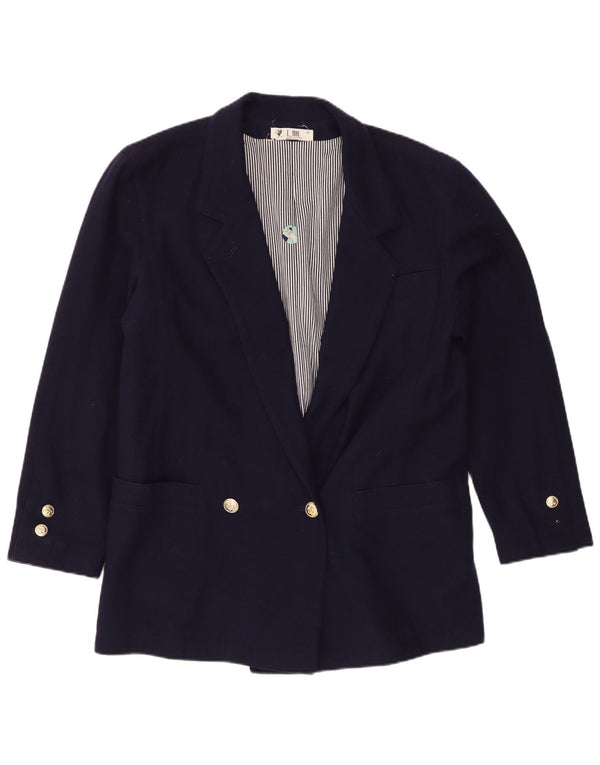 vintage Femme Double Breasted Blazer Veste IT 46 Grand Bleu Marine