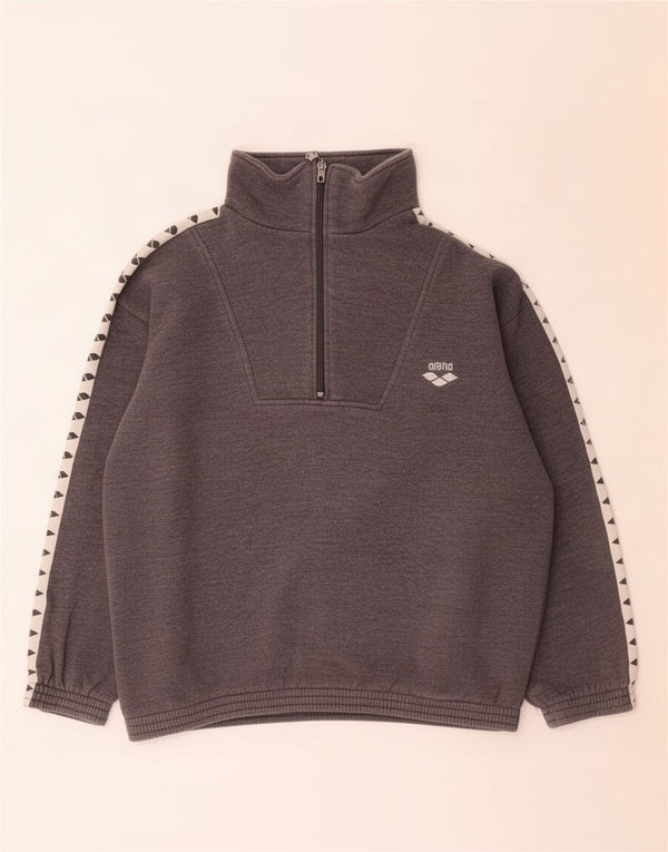 Arena Mens Zip Neck Sweatshirt Jumper Large Grey Colourblock