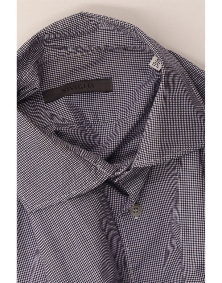 SIVIGLIA Ανδρικό πουκάμισο μέγεθος 40 15 3/4 Medium Navy Blue Gingham