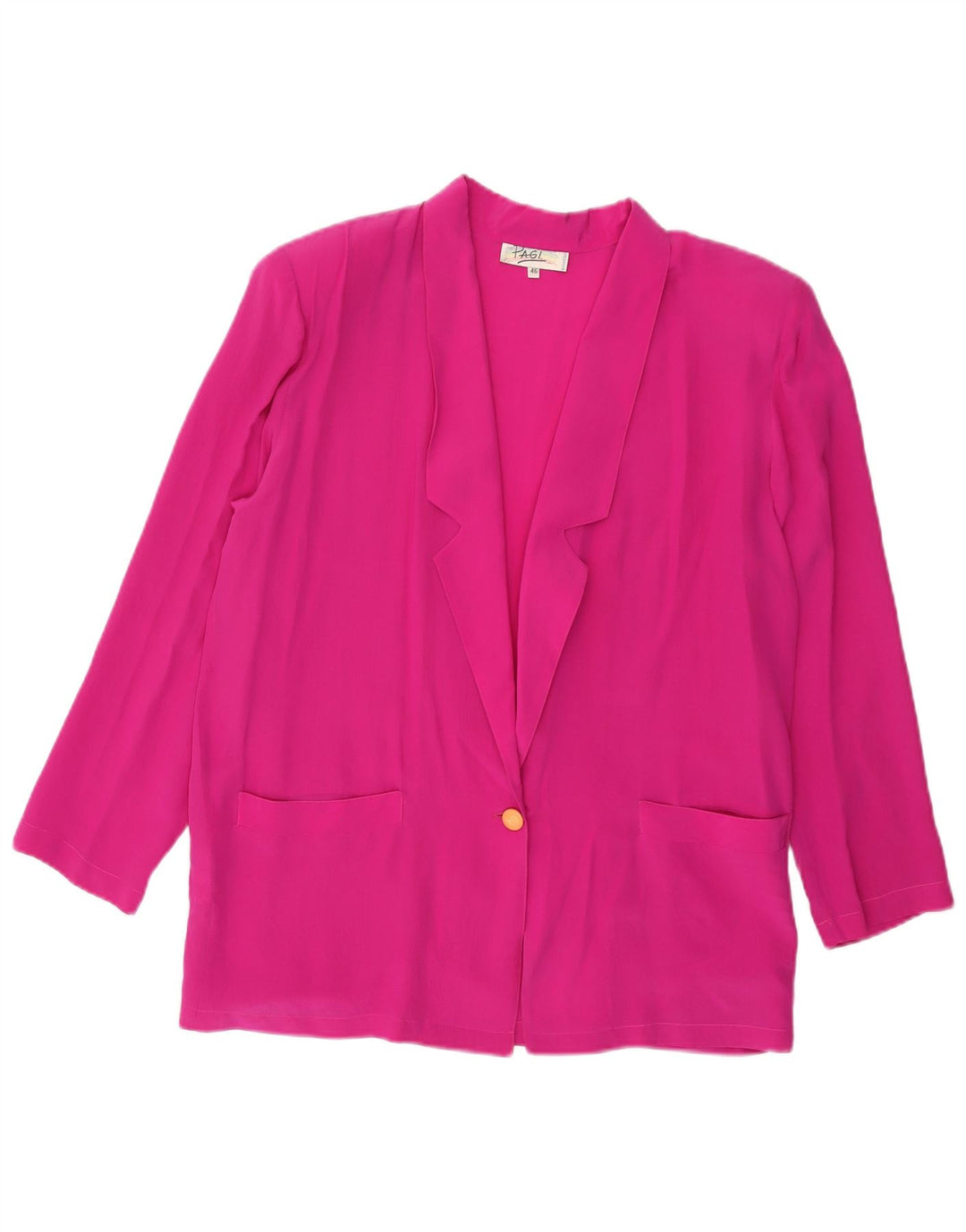 Giacca blazer vintage da donna a 1 bottone IT 46 grande seta rosa