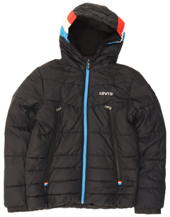 Levi's Boys Hooded Padded Jacket 15-16 Years Black Colourblock Polyester