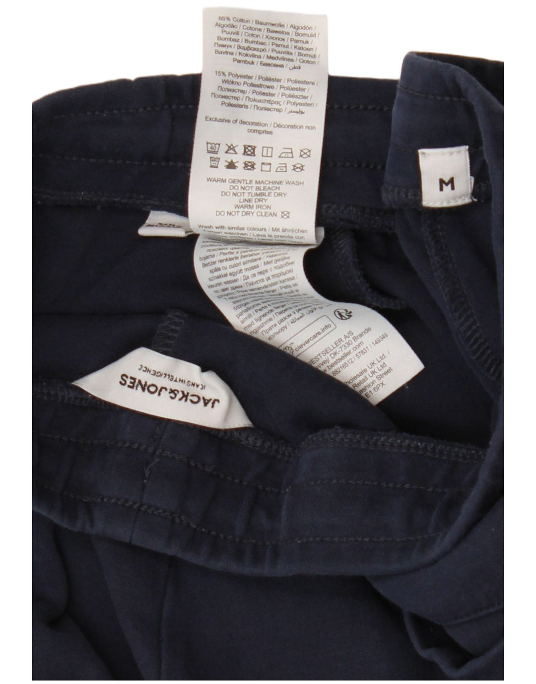 Jack & Jones Mens Tracksuit Trousers Joggers Medium  Navy Blue Cotton