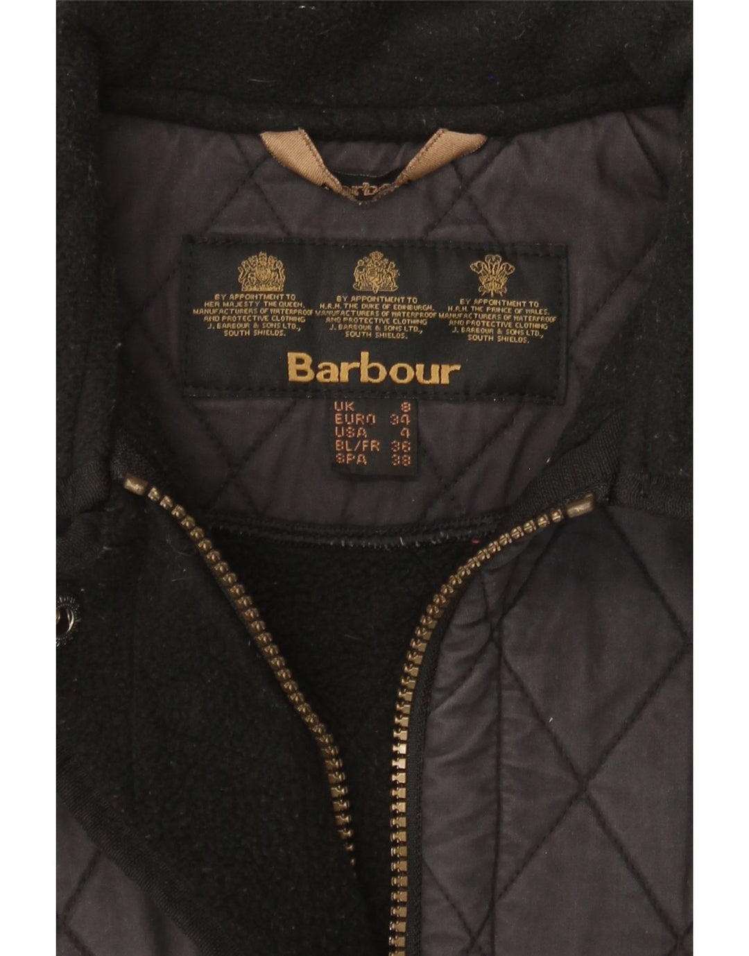 Barbour Womens Quilted Jacket UK 8 Small Navy Blue