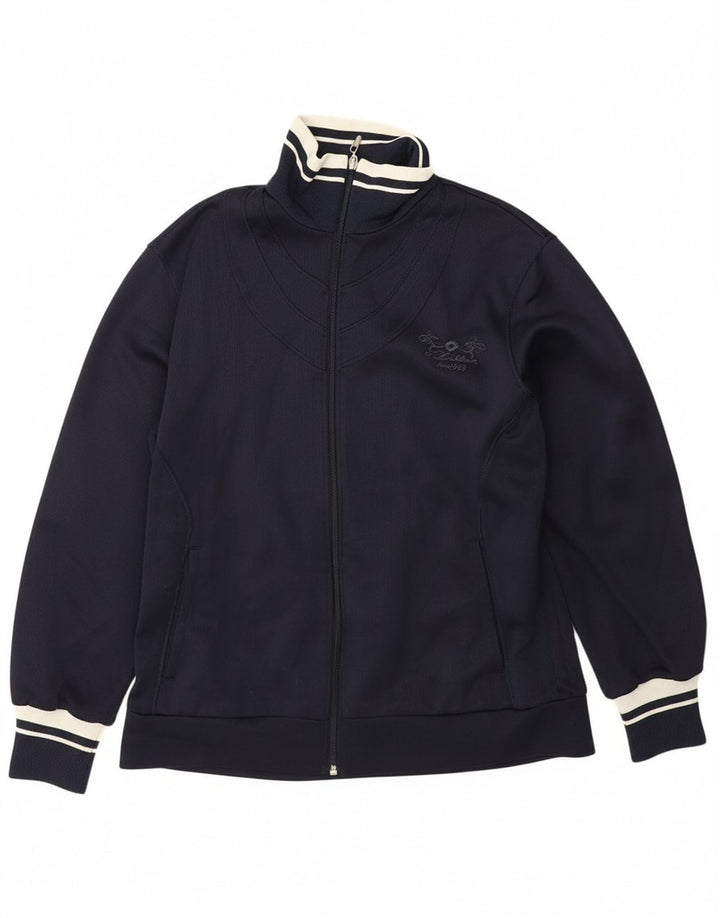 LOTTO Womens Tracksuit Top Jacket UK 16 Large Navy Blue Polyester