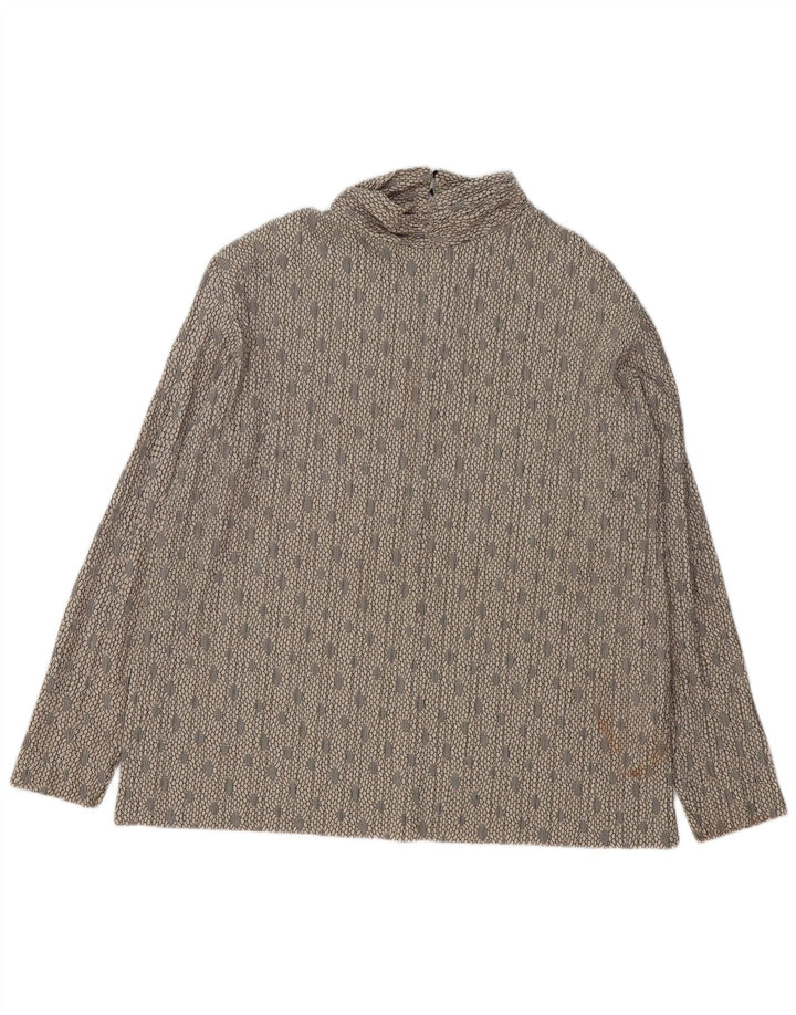 Zara Dame Oversized Langærmet Bluse Top UK 14 Medium Grå Geometrisk