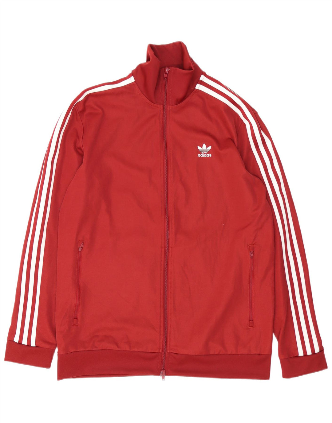Adidas Mens Tracksuit Top Jacket Large Burgundy Polyester