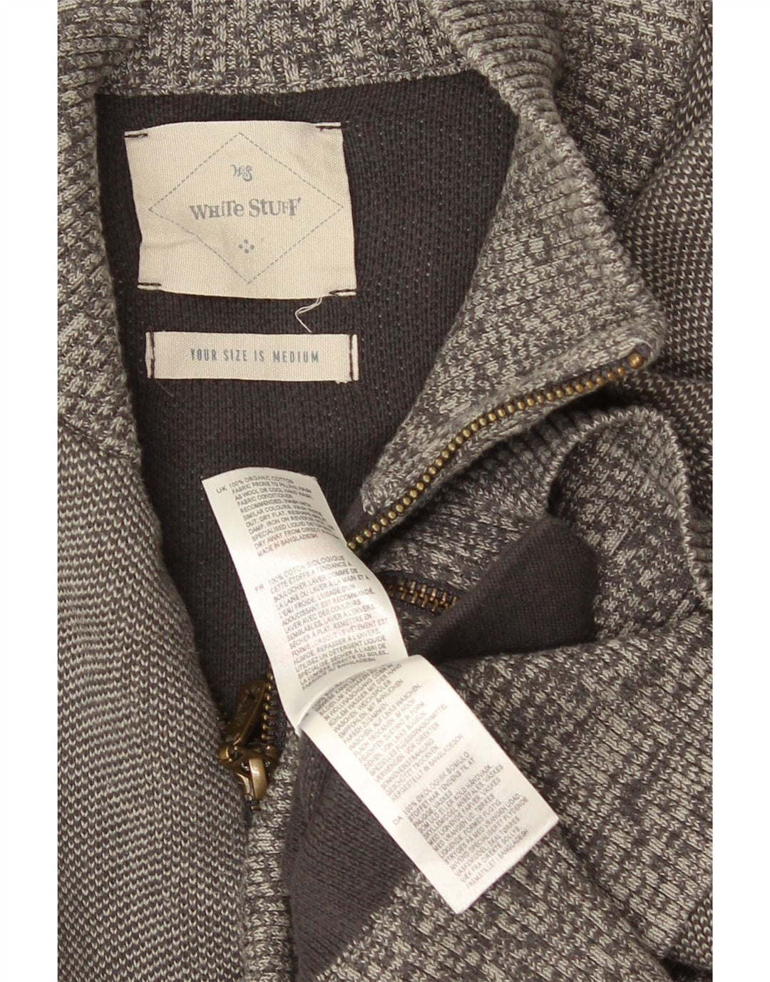 White Stuff Mens Cardigan Sweater Medium Grey Cotton