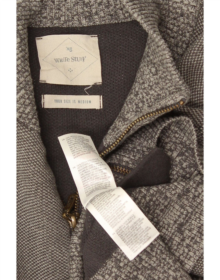 White Stuff Mens Cardigan Sweater Medium Grey Cotton