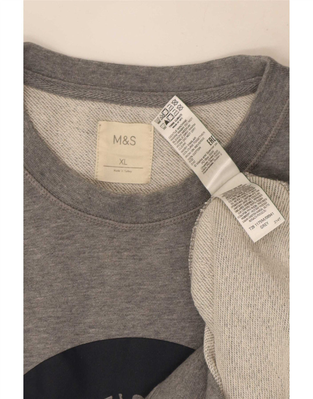 Marks & Spencer Herre Grafisk Sweatshirt Jumper XL Grå Bomuld