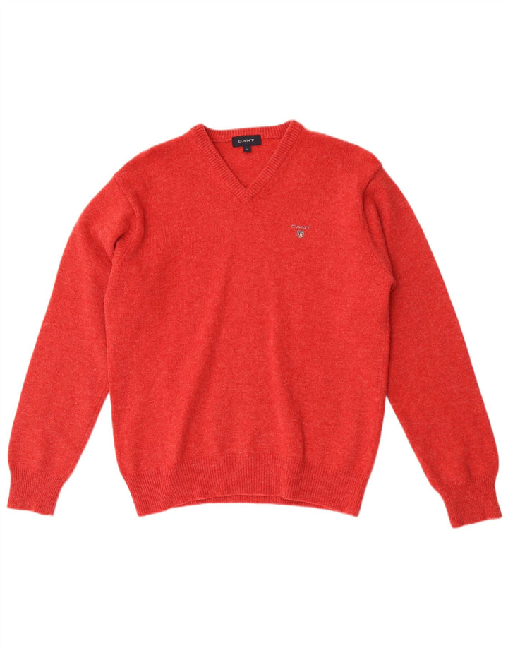 Gant Herren-Pullover mit V-Ausschnitt aus mittelroter Wolle