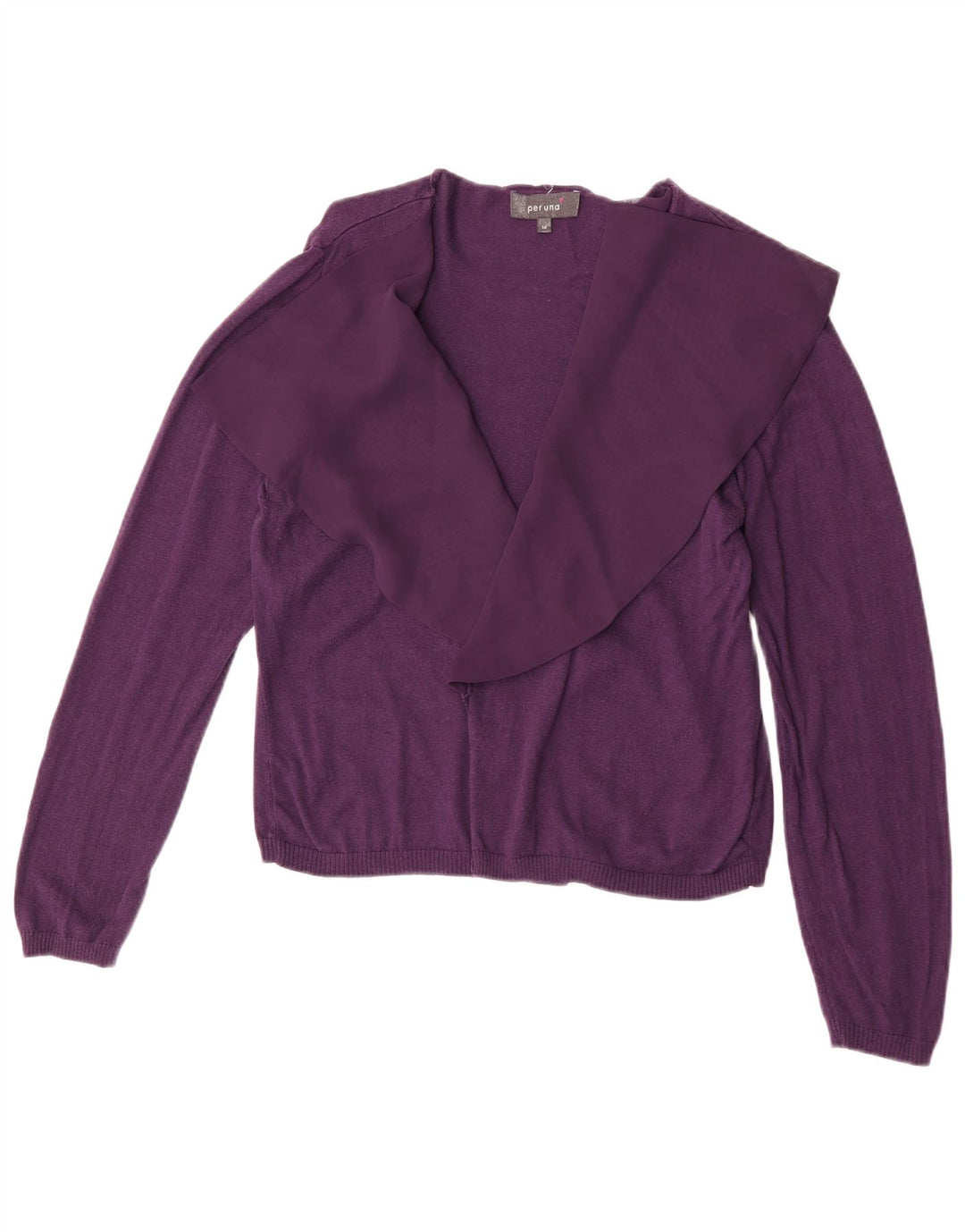 Marks & Spencer Dame Open Cardigan Sweater UK 14 Medium Lilla Bomuld