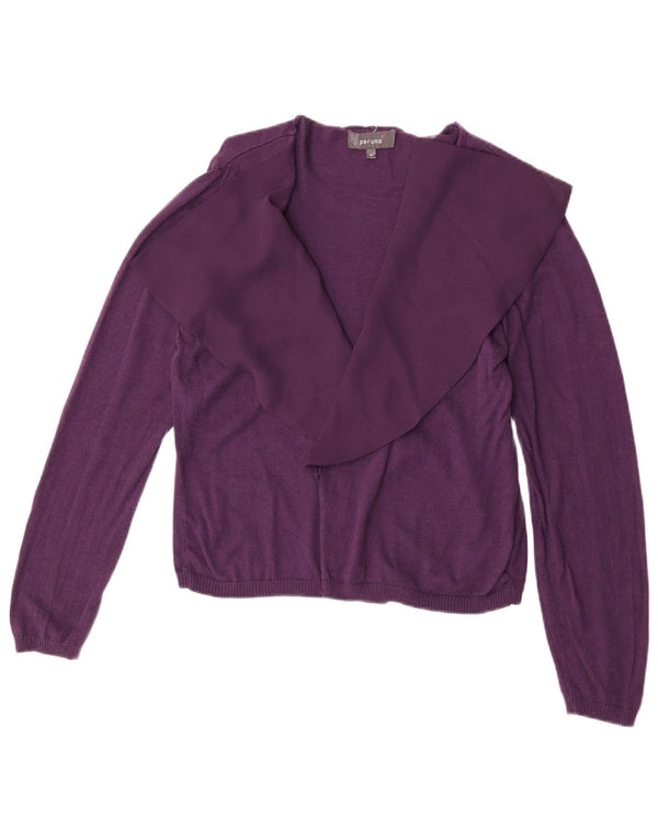 Marks & Spencer Womens Open Cardigan Sweater UK 14 Medium Purple Cotton