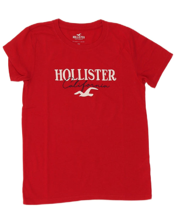 Hollister Womens Graphic T-Shirt Top UK 6 XS Rote Baumwolle