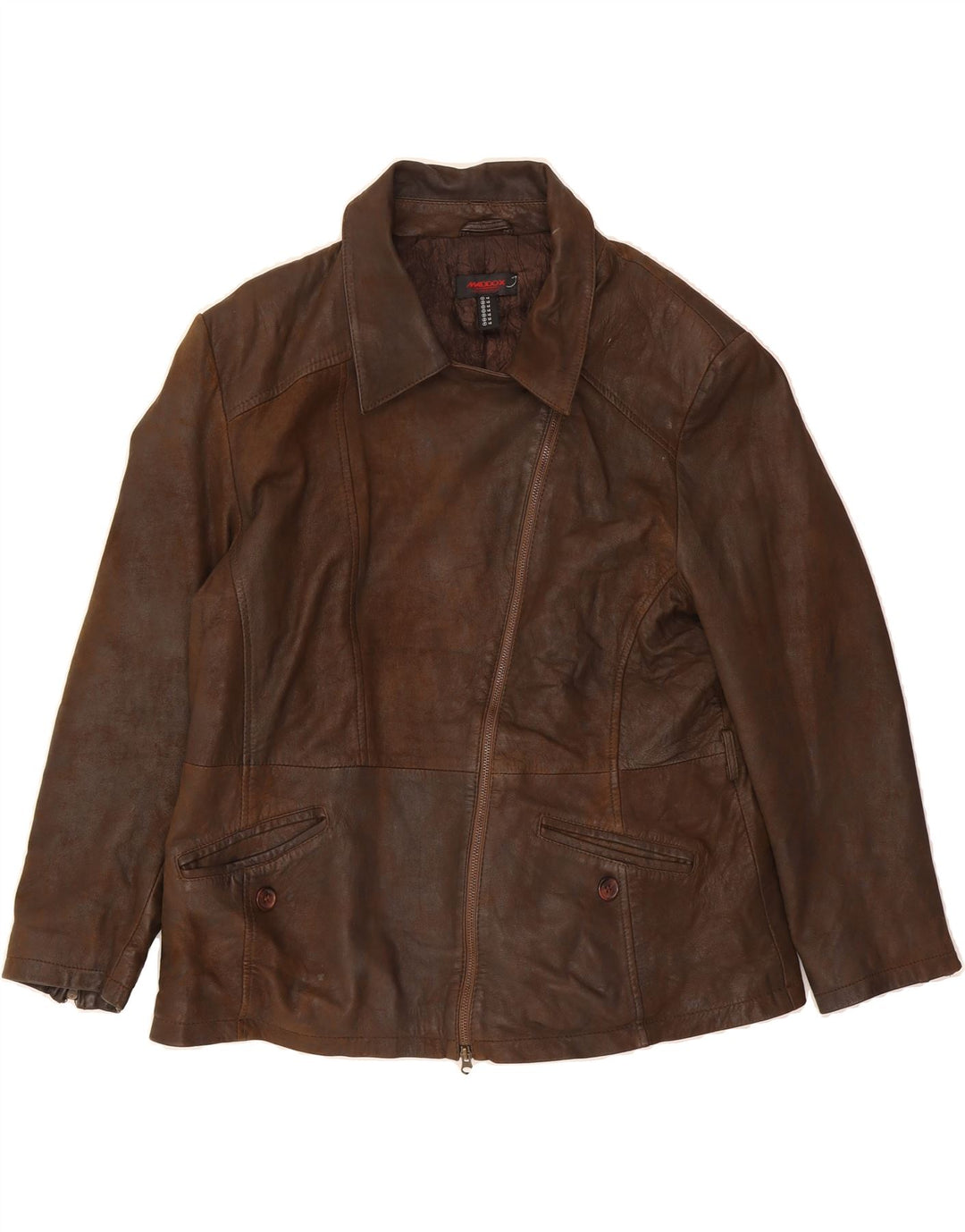 MADDOX Womens Leather Jacket UK 20 2XL Brown Leather Vintage Maddox and Second-Hand Maddox from Messina Hembry 
